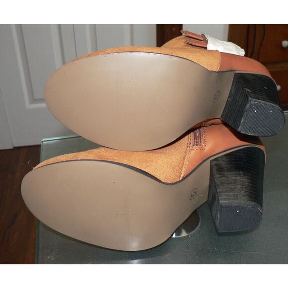 Alpine Swiss Women's Buckle Block Heel Zip Up Boots in Tan Size 6 - Picture 7 of 7